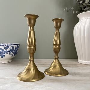Vintage Pair of Brass Candlestick Holders - Penco Industries India